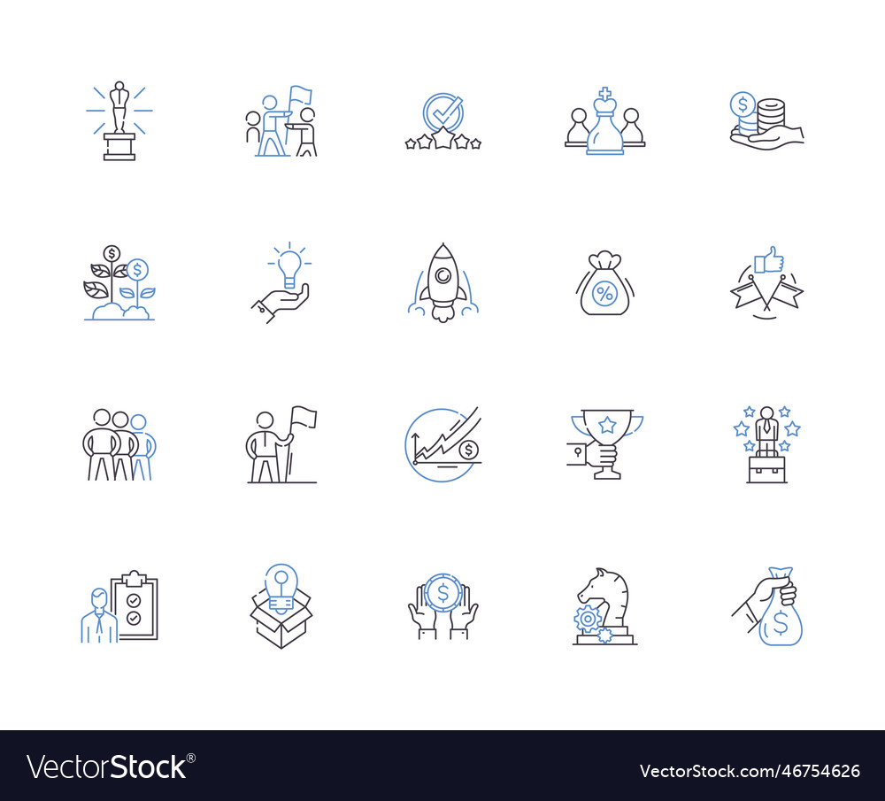 Business success outline icons collection