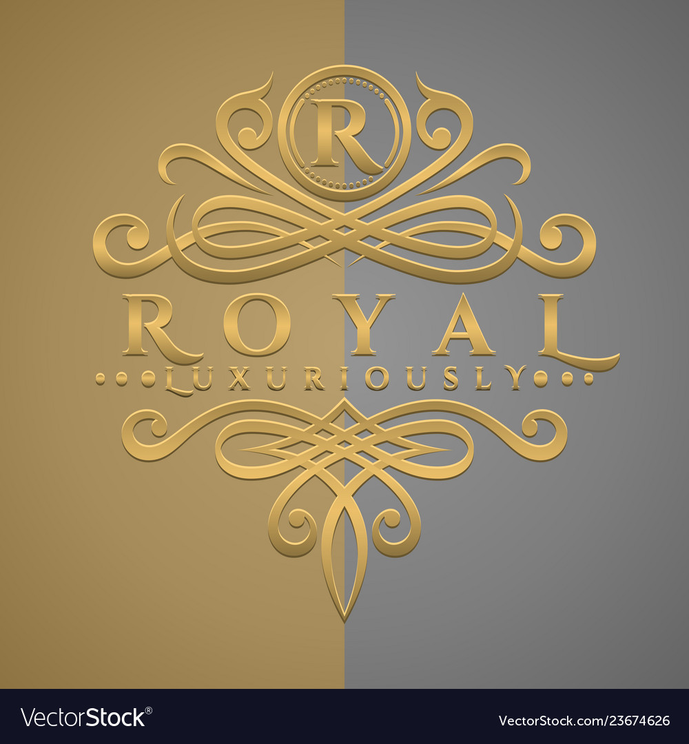 Classic luxurious letter r logo with embossed Vector Image