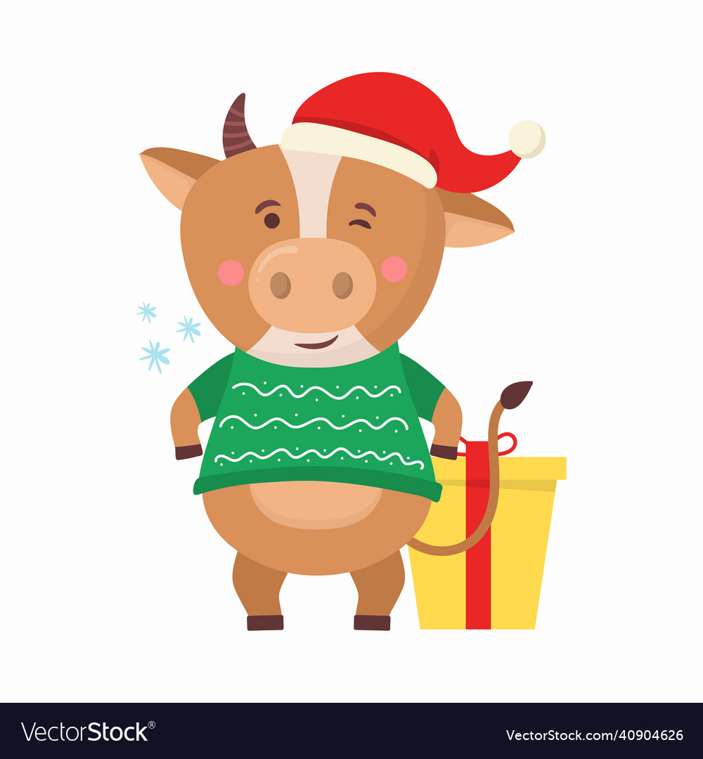 Color bulls chinese new year 2021 cow with horns Vector Image