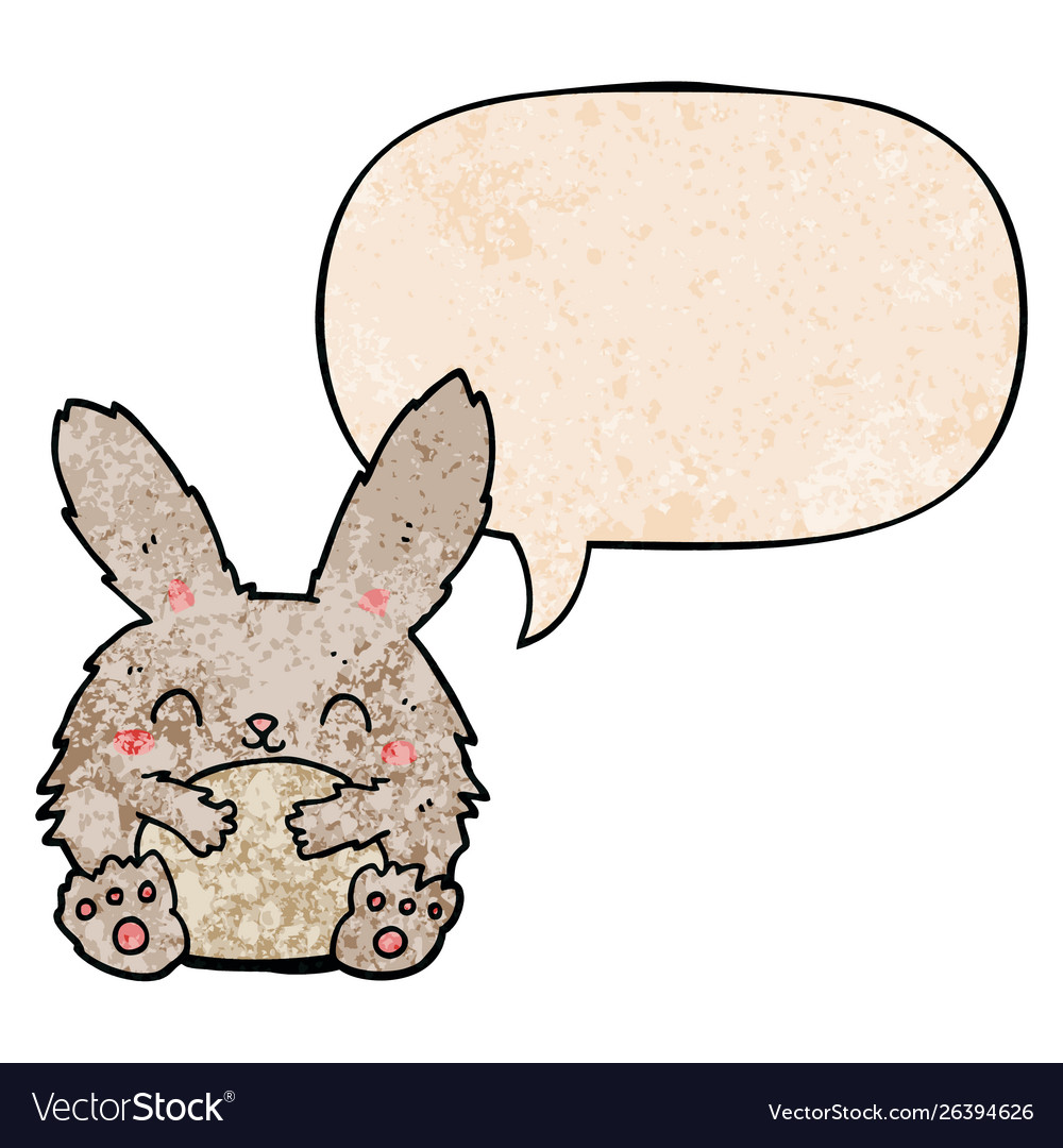 Cute cartoon rabbit and speech bubble in retro