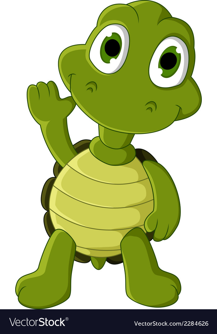 Cute green turtle cartoon Royalty Free Vector Image