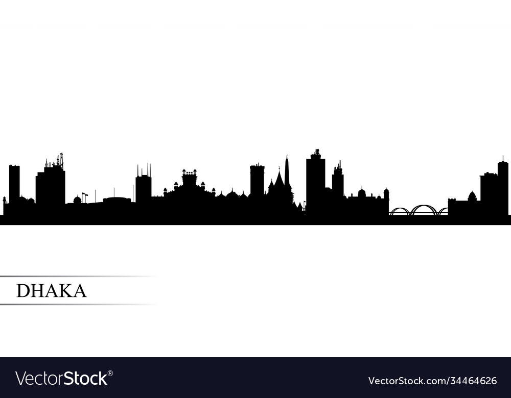 Dhaka city skyline silhouette background Vector Image