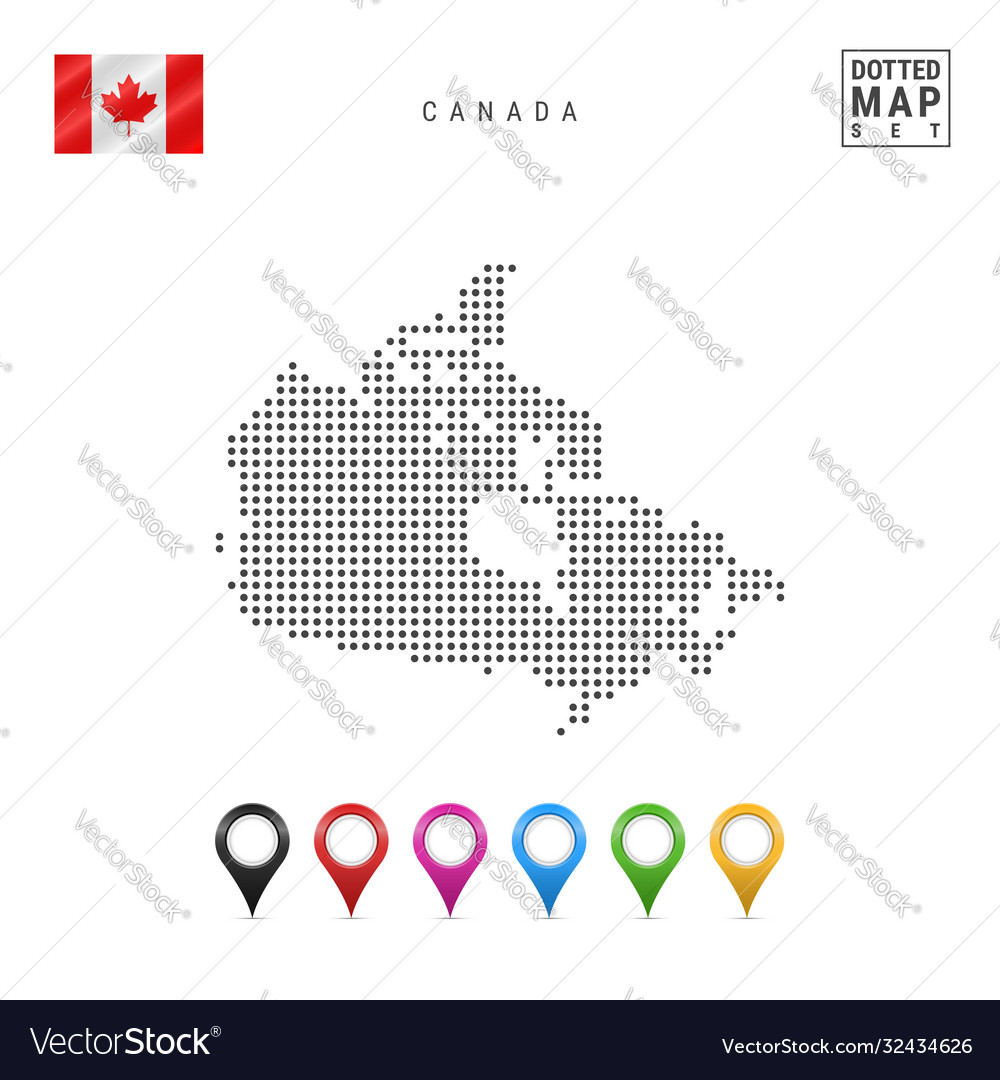 Dotted Map Canada Simple Silhouette Canada Vector Image