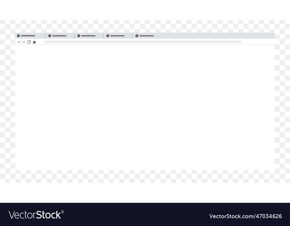 Empty browser window on transparent background vector image Empty browser window on transparent background
