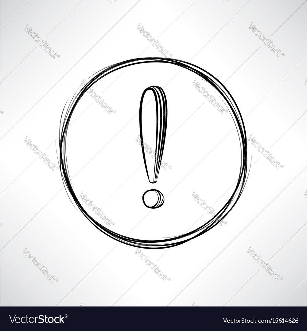 Exclamation mark drawn doodle line sign isolated