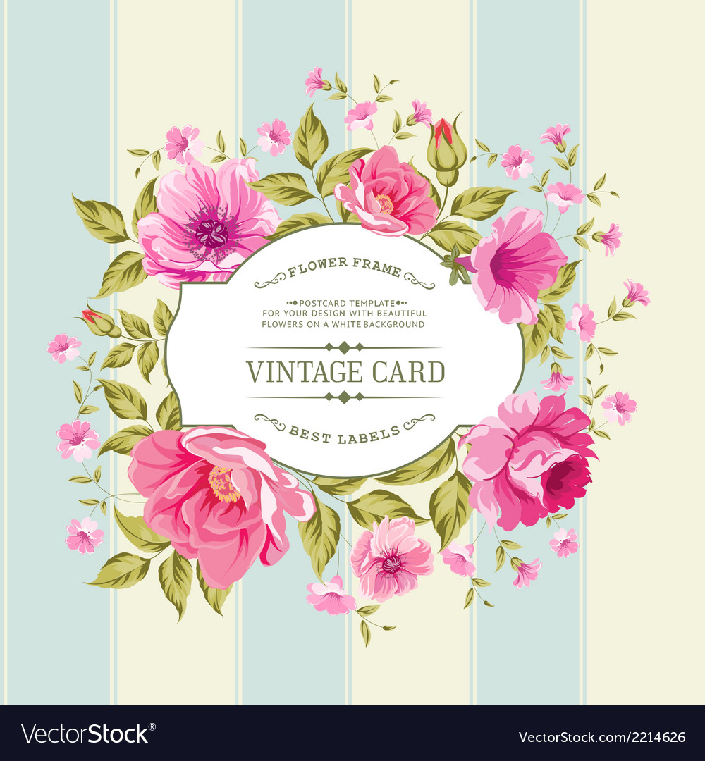 Flower label on vintage card Royalty Free Vector Image