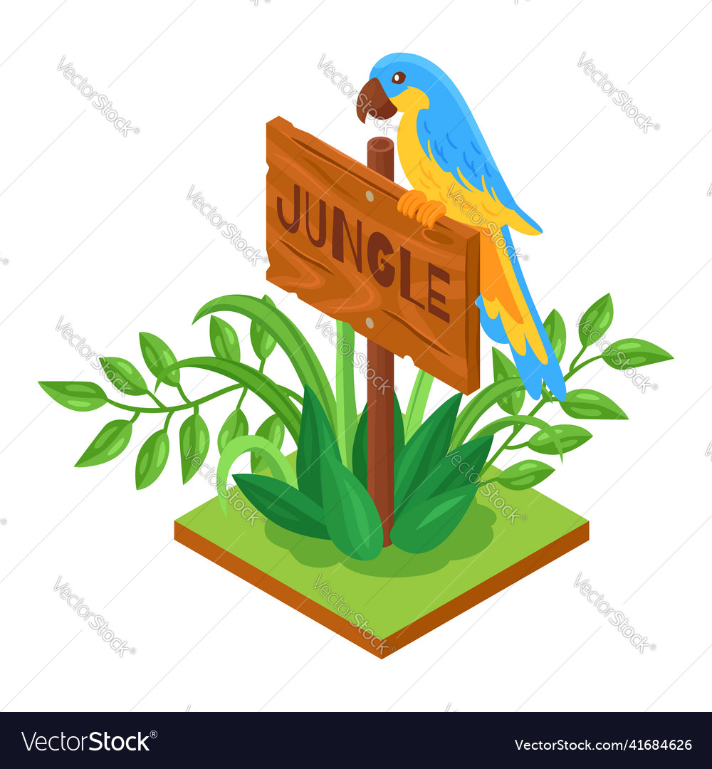 Jungle parrot signboard composition