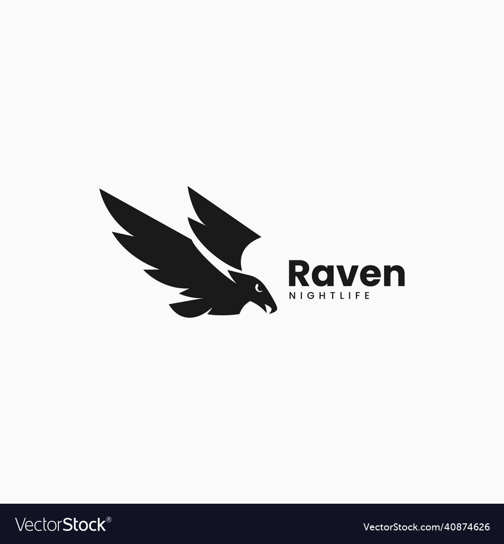 Logo raven silhouette style Royalty Free Vector Image