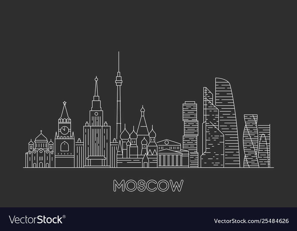 Moscow skyline russia line art style vector image Moscow skyline russia line art style