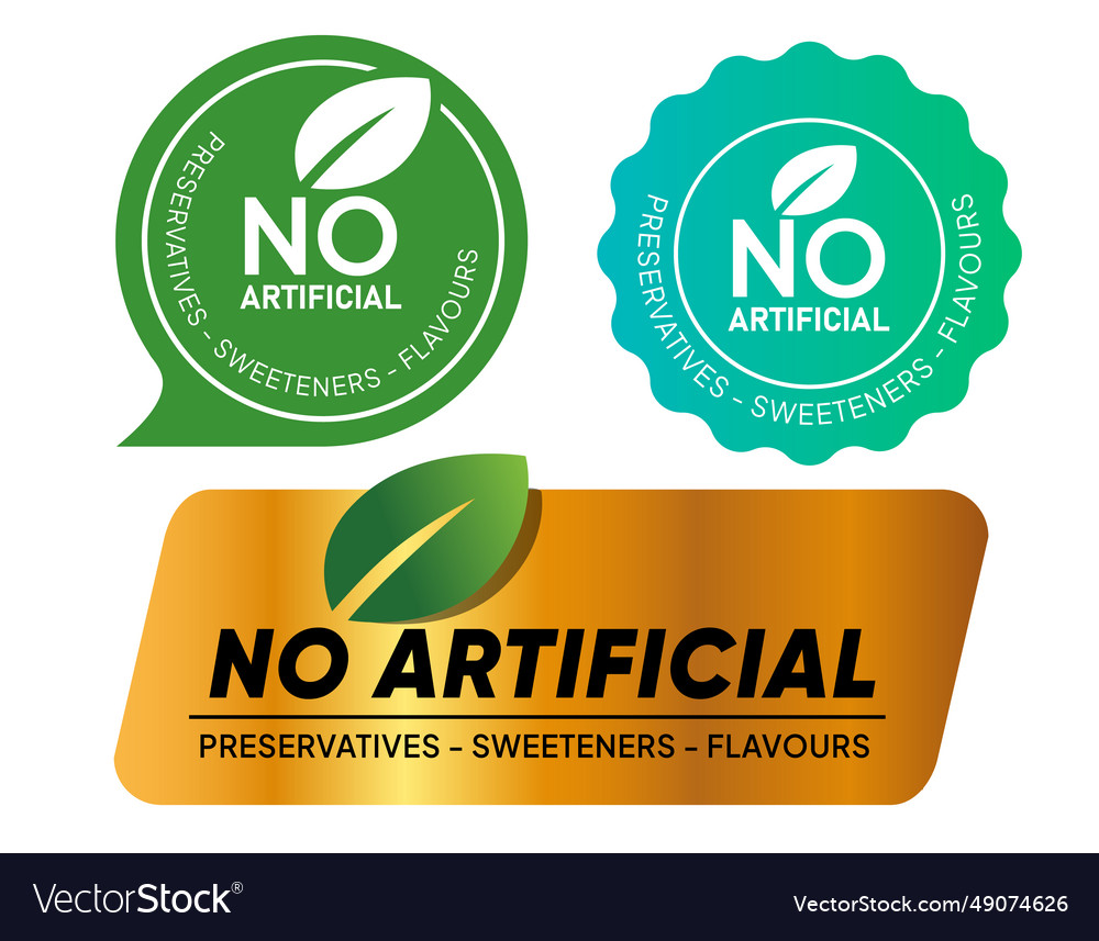 No artificial preservatives sweeteners flavors vector image