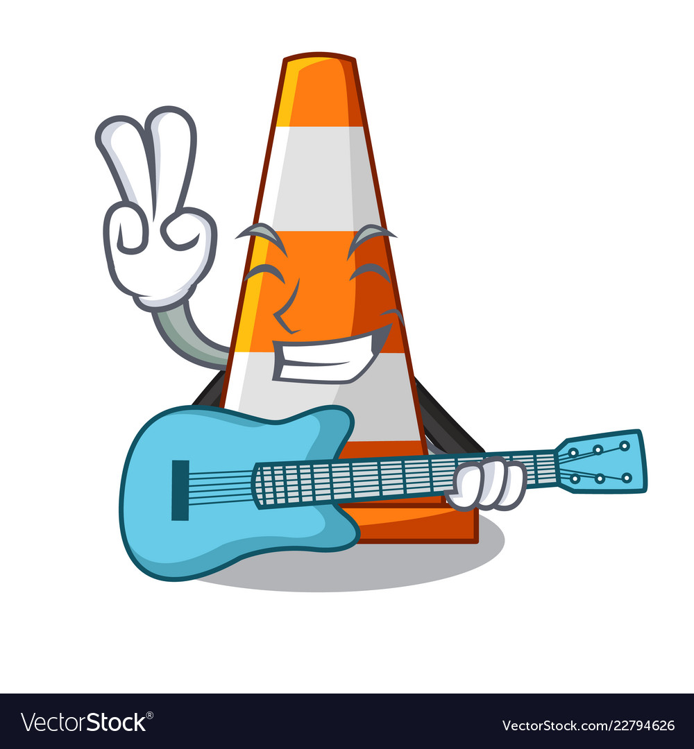 With guitar the traffic cone character shape