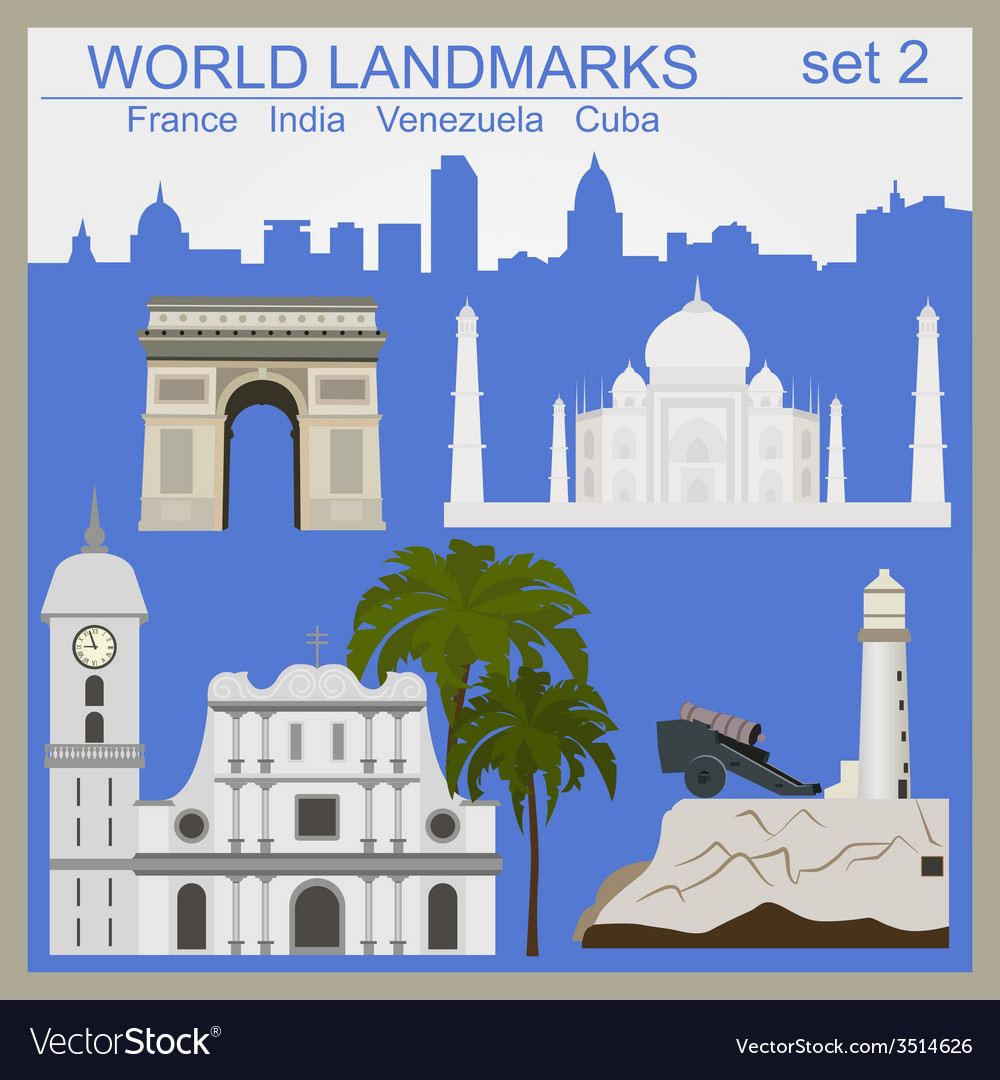 World landmarks icon set elements for creating