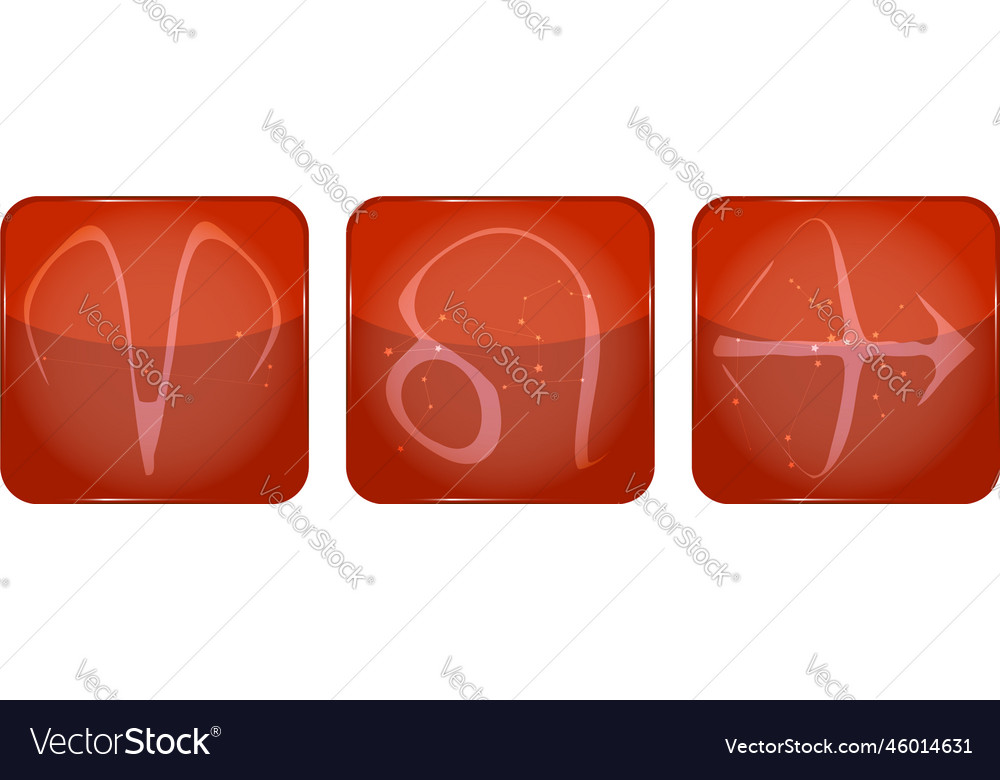 12 constellation icons fire attributes aries leo Vector Image