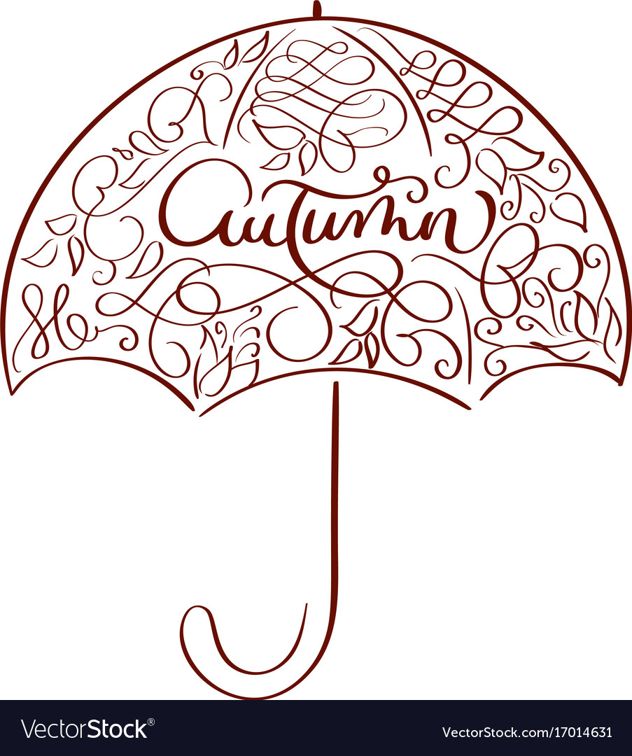 Autumn word in vintage umbrella