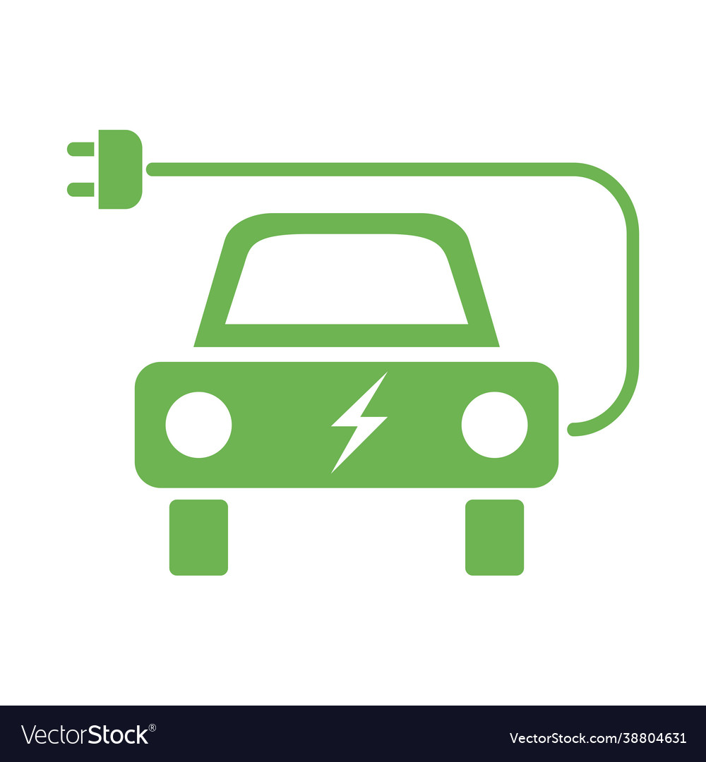 Flat with green car nature Royalty Free Vector Image