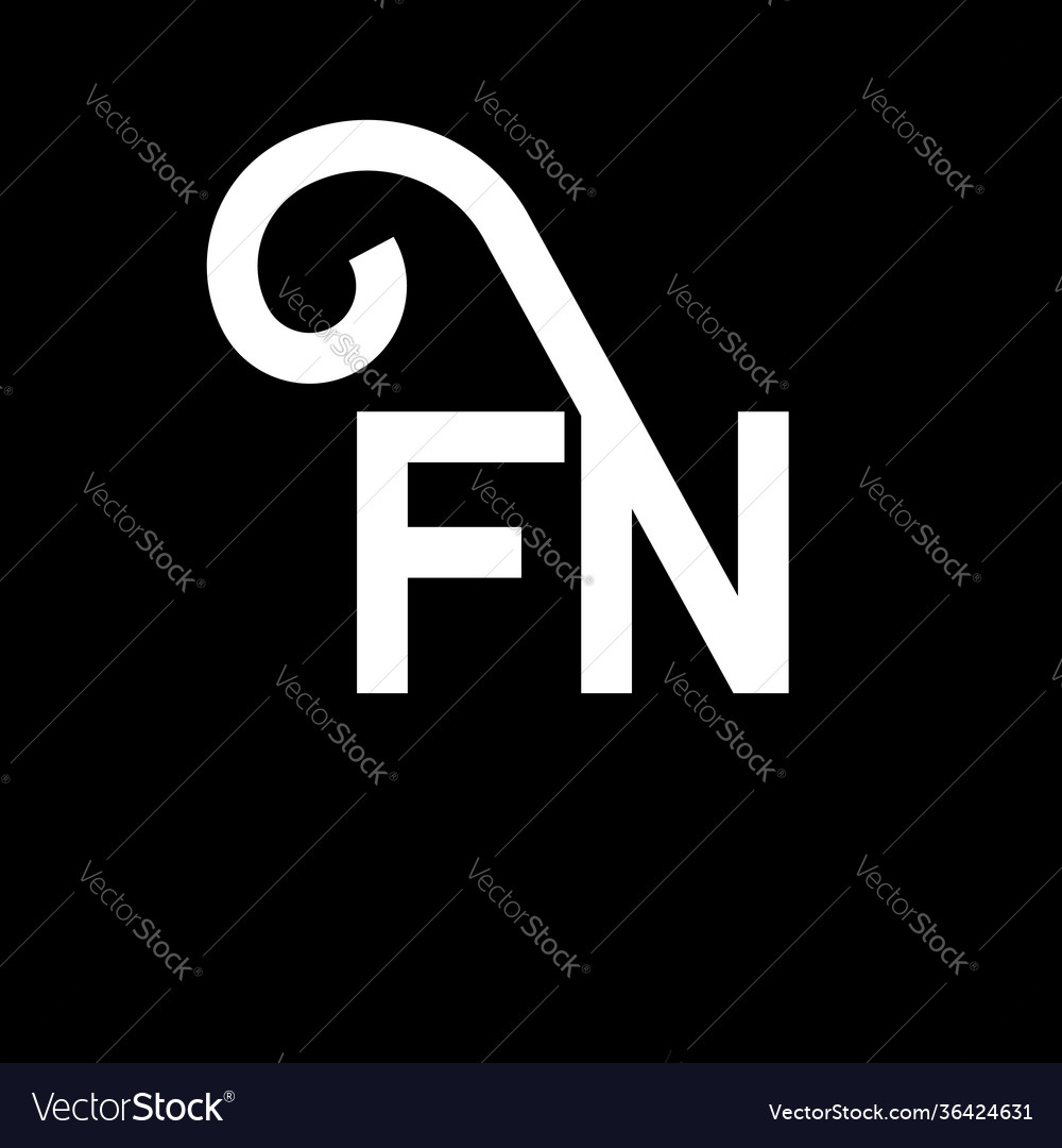 Fn Brief Logo Design auf schwarzem Hintergrund