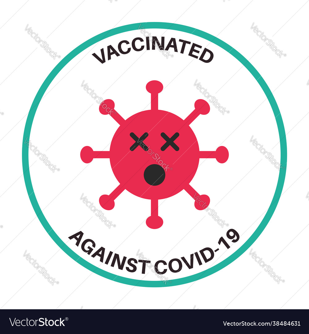 Funny vaccination badge or sticker emoticon virus