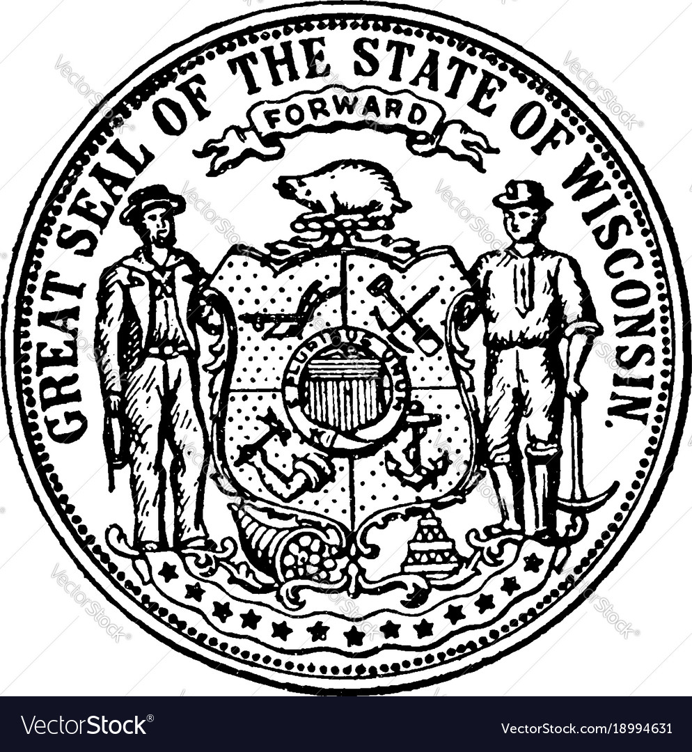 Great seal of the state wisconsin vintage