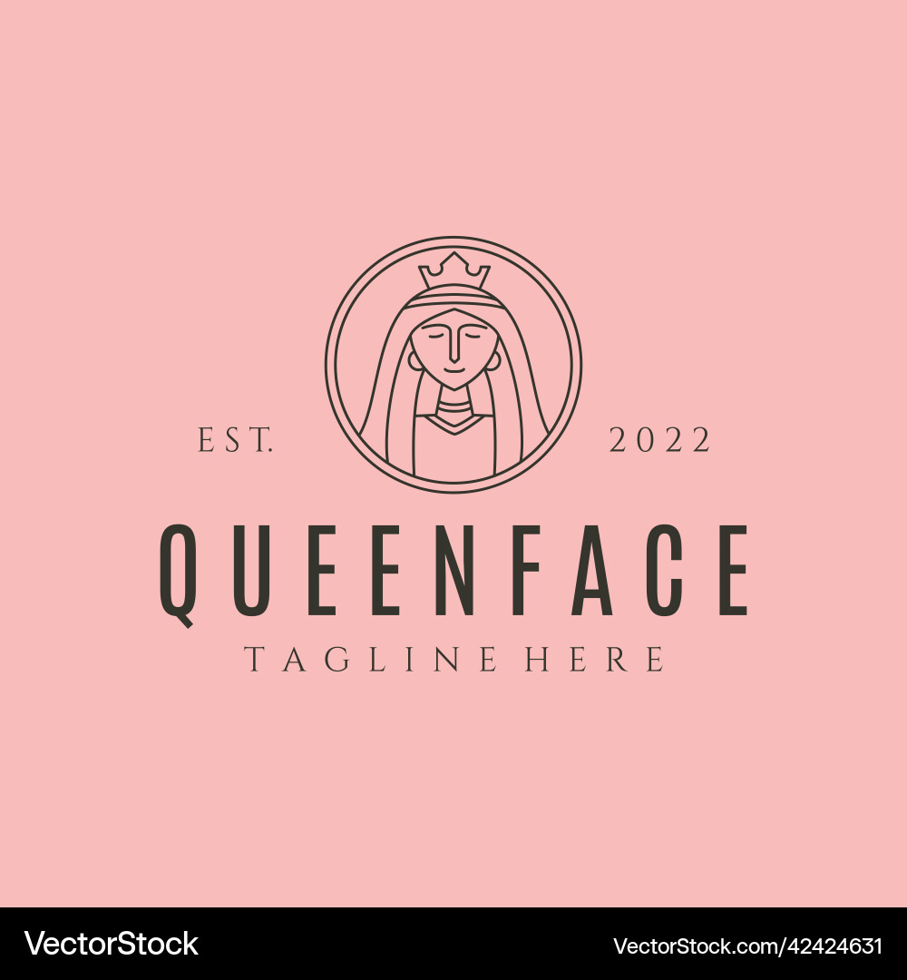 Queen face line art logo symbol design Royalty Free Vector