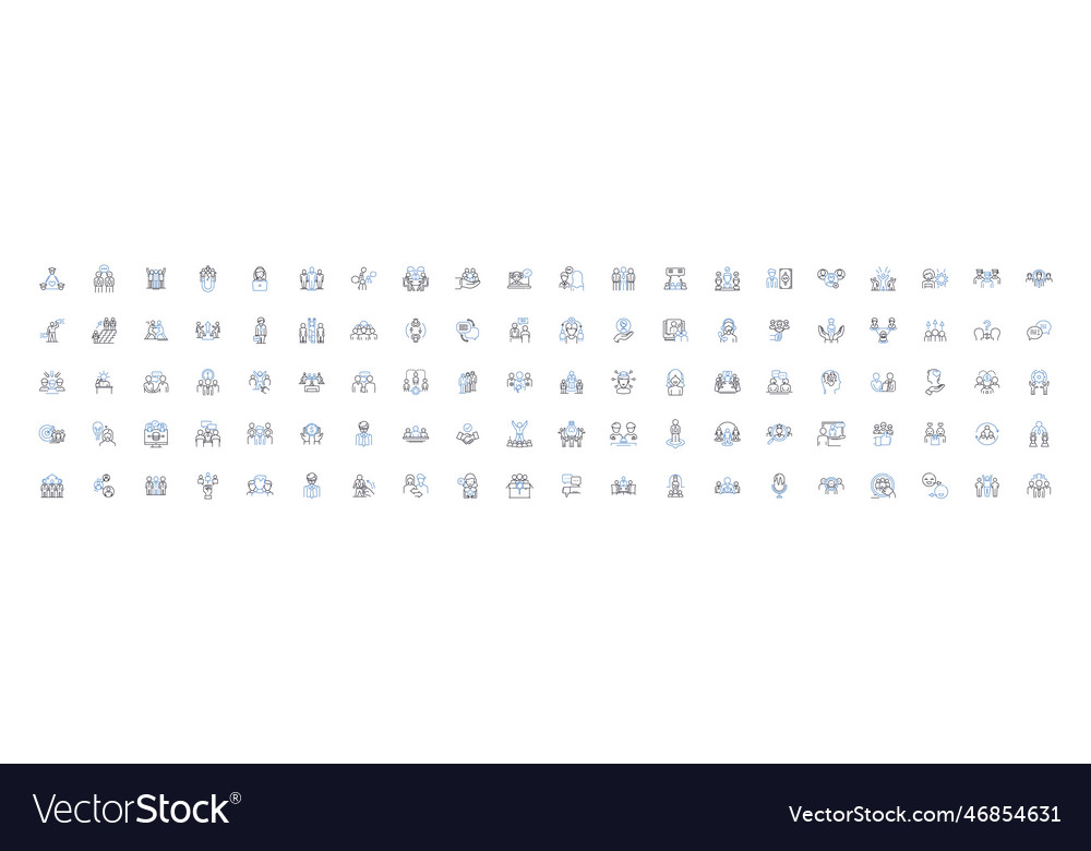 Strategic thinker line icons collection planning