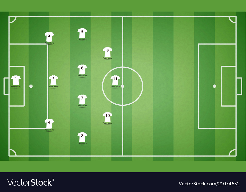 Top view football field with team players tshi Vector Image