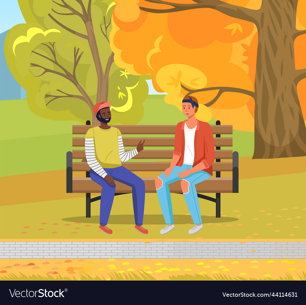 Two friends are talking on street people