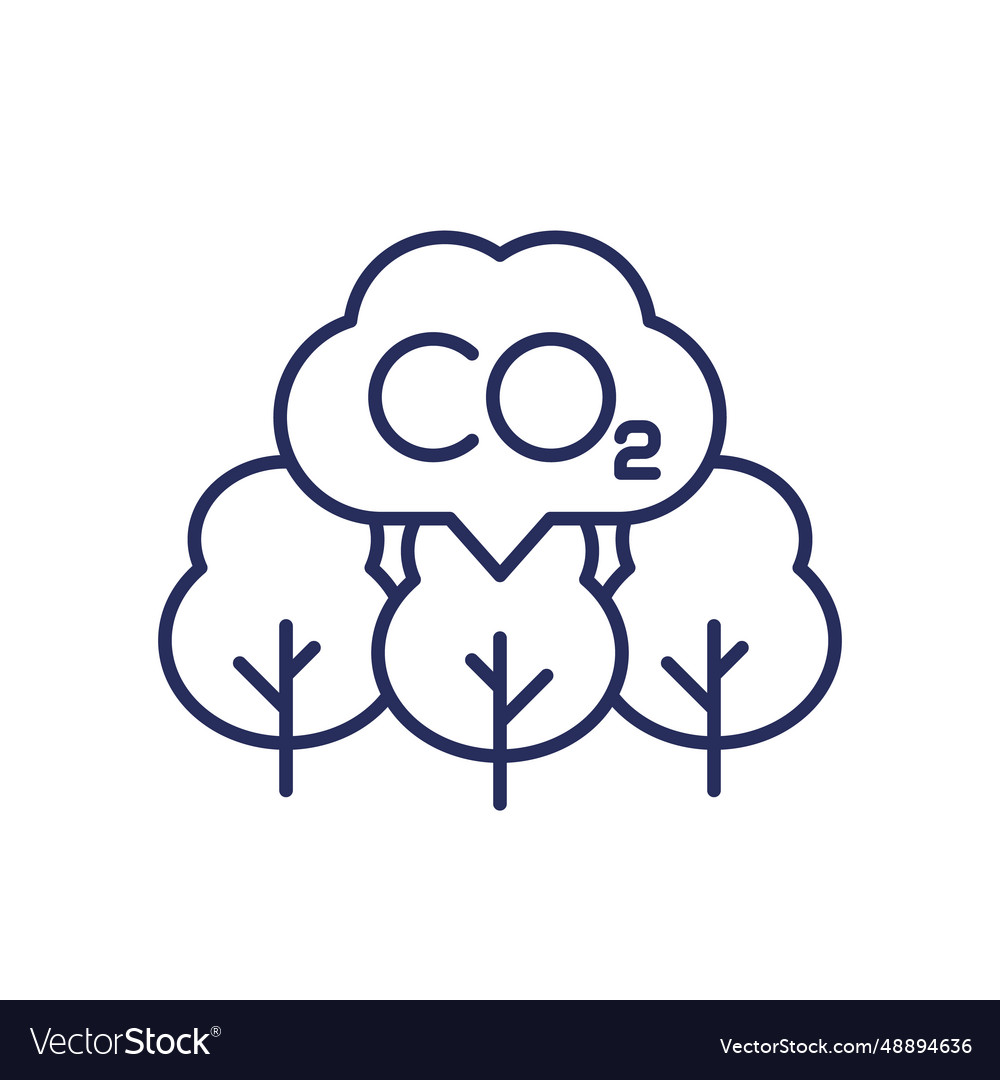 Carbon offset line icon co2 emissions reduction Vector Image