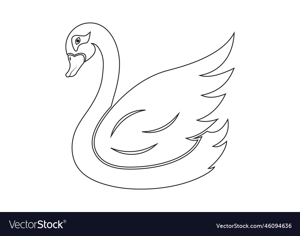 Coloring page of swan cartoon character Royalty Free Vector