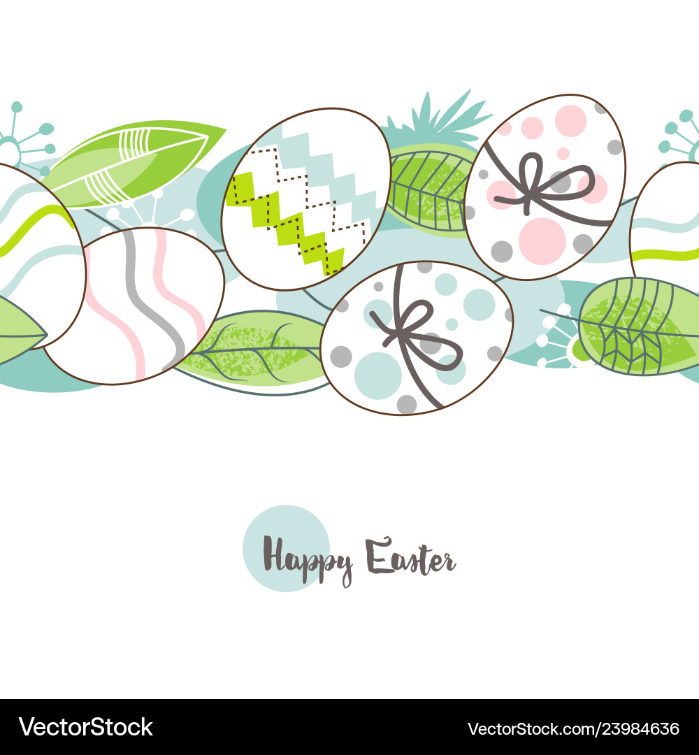 Easter eggs pattern happy easter greeting card in Vector Image