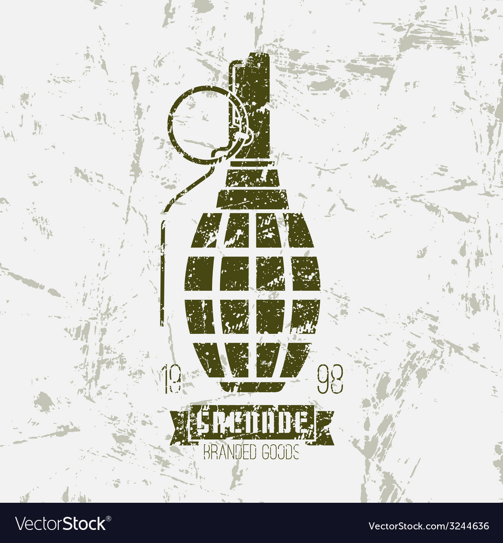 Hand grenade print Royalty Free Vector Image - VectorStock