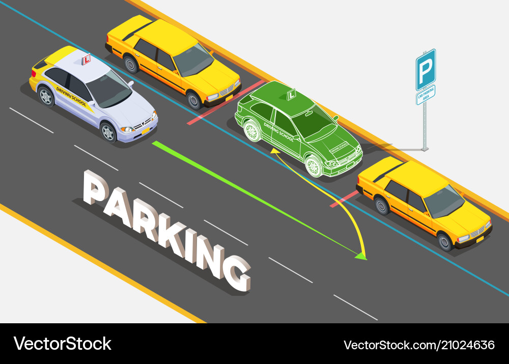 Parking isometric background concept Royalty Free Vector