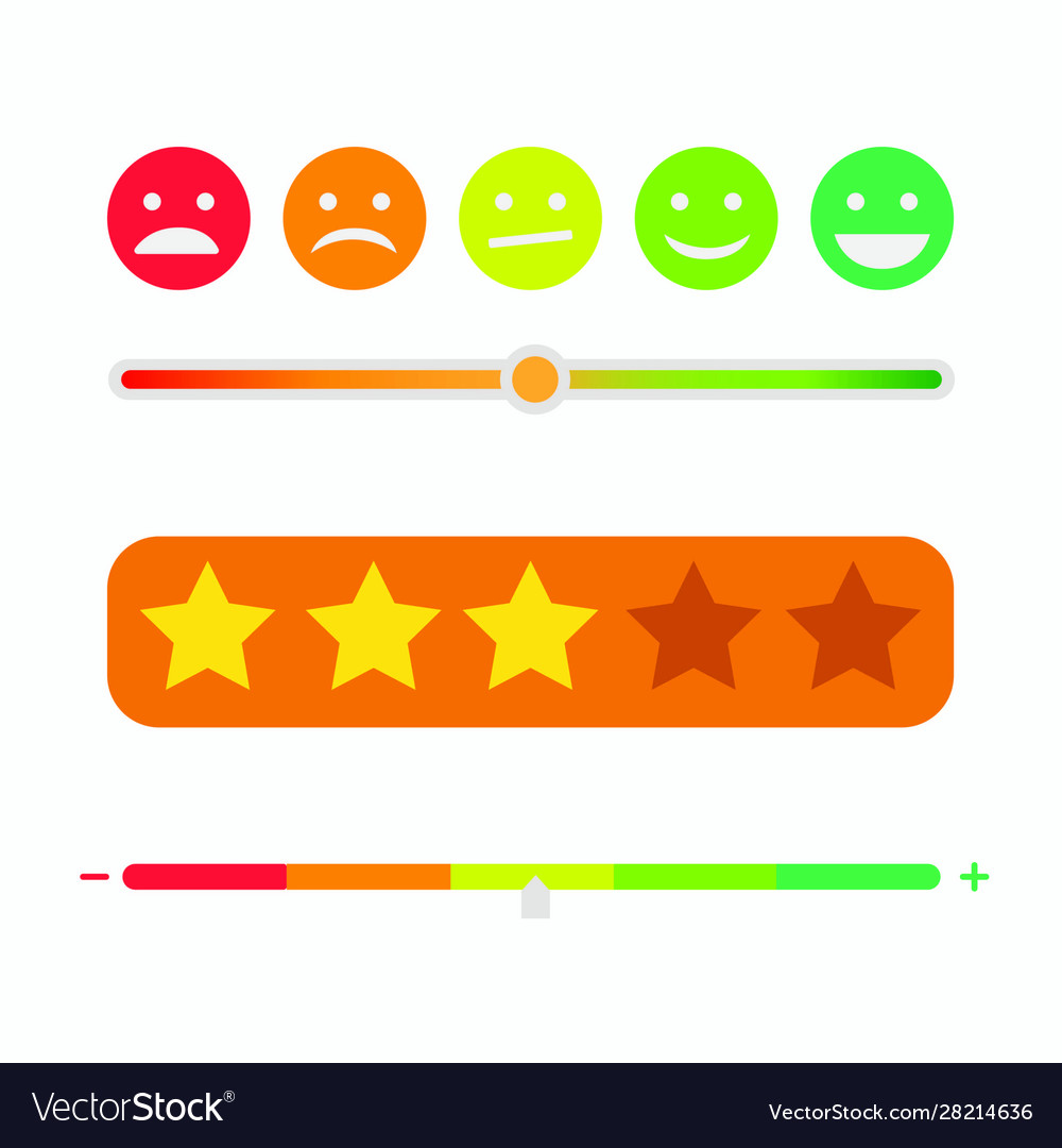 Rating satisfaction emoticon bar and stars Vector Image