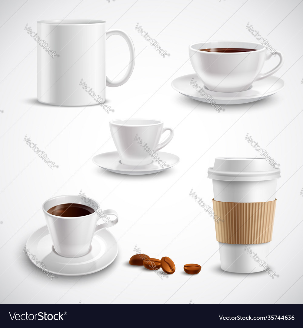 Realistic coffee set Royalty Free Vector Image