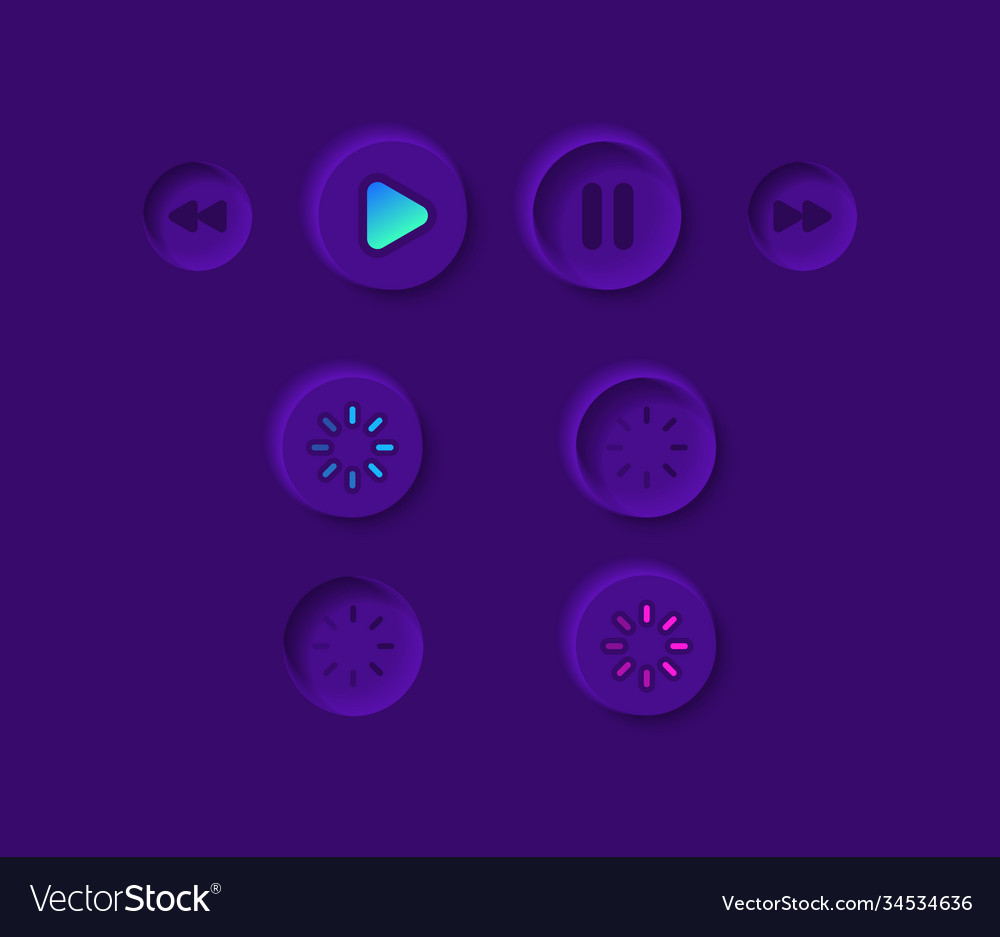 Video player ui elements kit vector image Video player ui elements kit