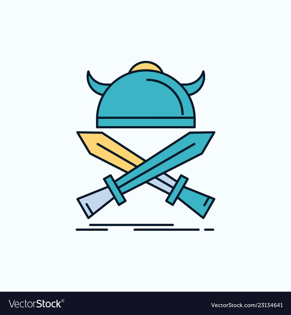 Battle emblem viking warrior swords flat icon