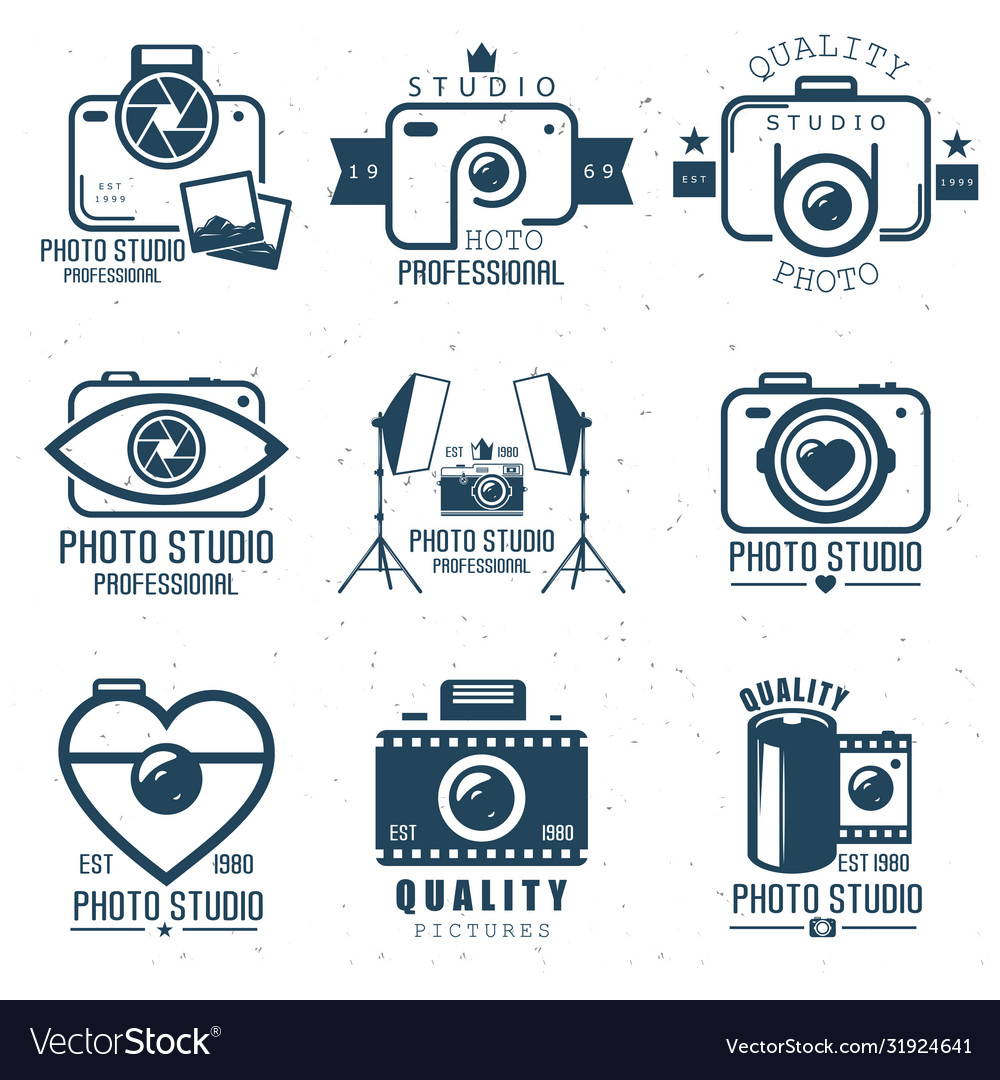 Camera set logo original icons vector image Camera set logo original icons