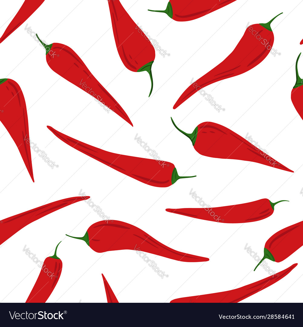 Chili peppers seamless pattern pepper hand drawn Vector Image