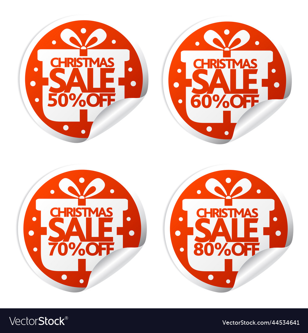 Christmas sale 50 60 70 80 percent stickers box