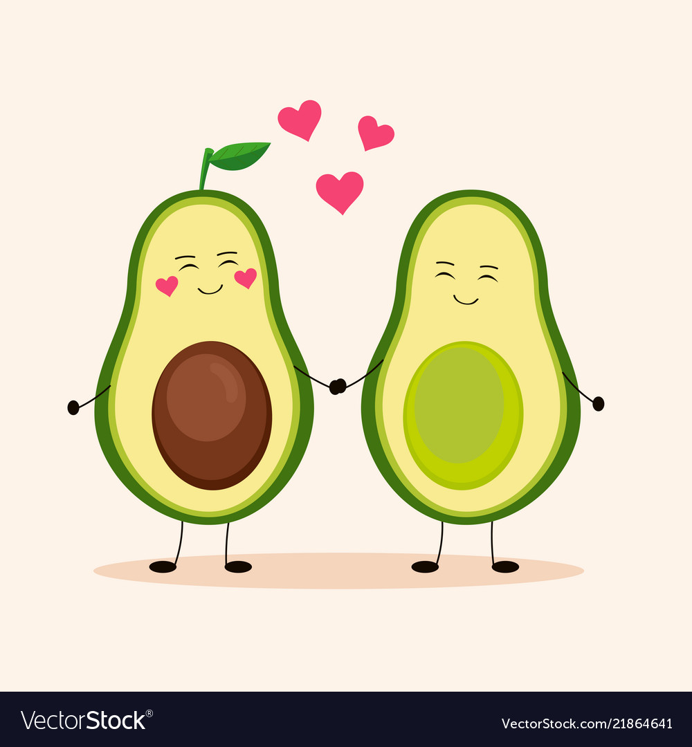 Cute avocado avocado love 2 Royalty Free Vector Image