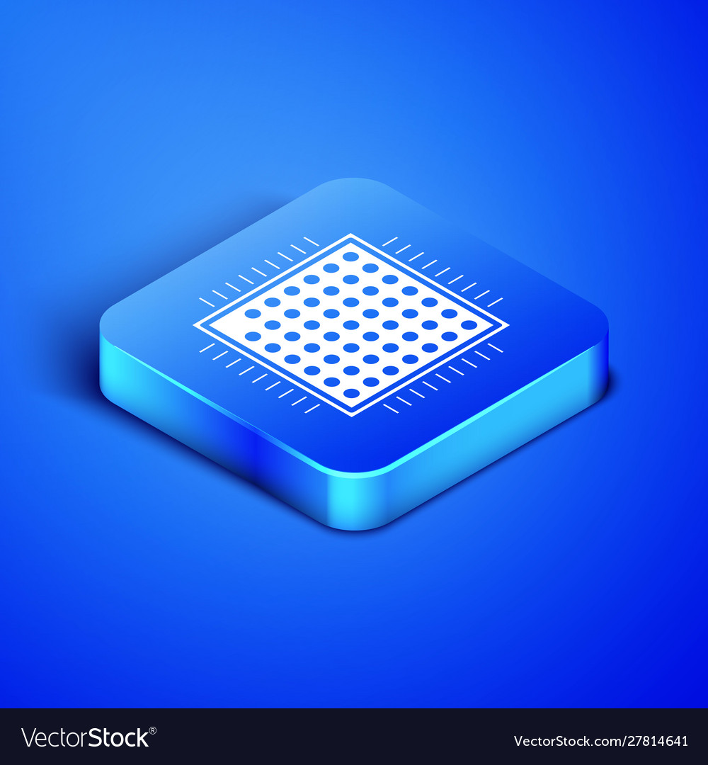 Isometric processor icon isolated on blue