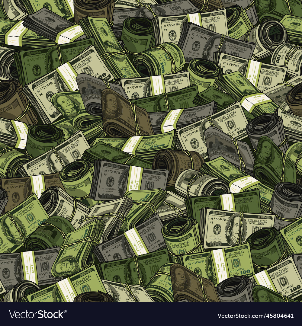 Khaki camouflage pattern with 100 dollars Vector Image