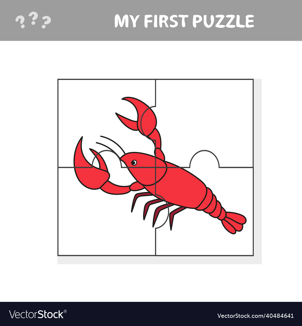 My first puzzle sea crayfish pieces Royalty Free Vector