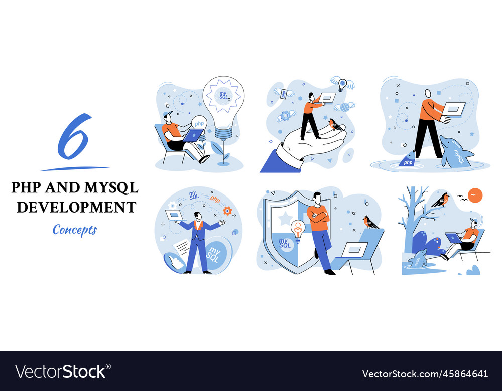 Php and mysql development software website Vector Image