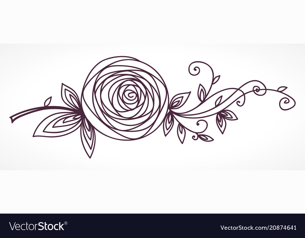 Rose stylized flower hand drawing Royalty Free Vector Image