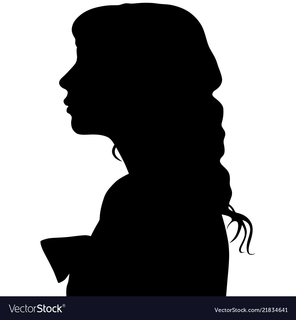 White profile silhouette of young girl or woman Vector Image