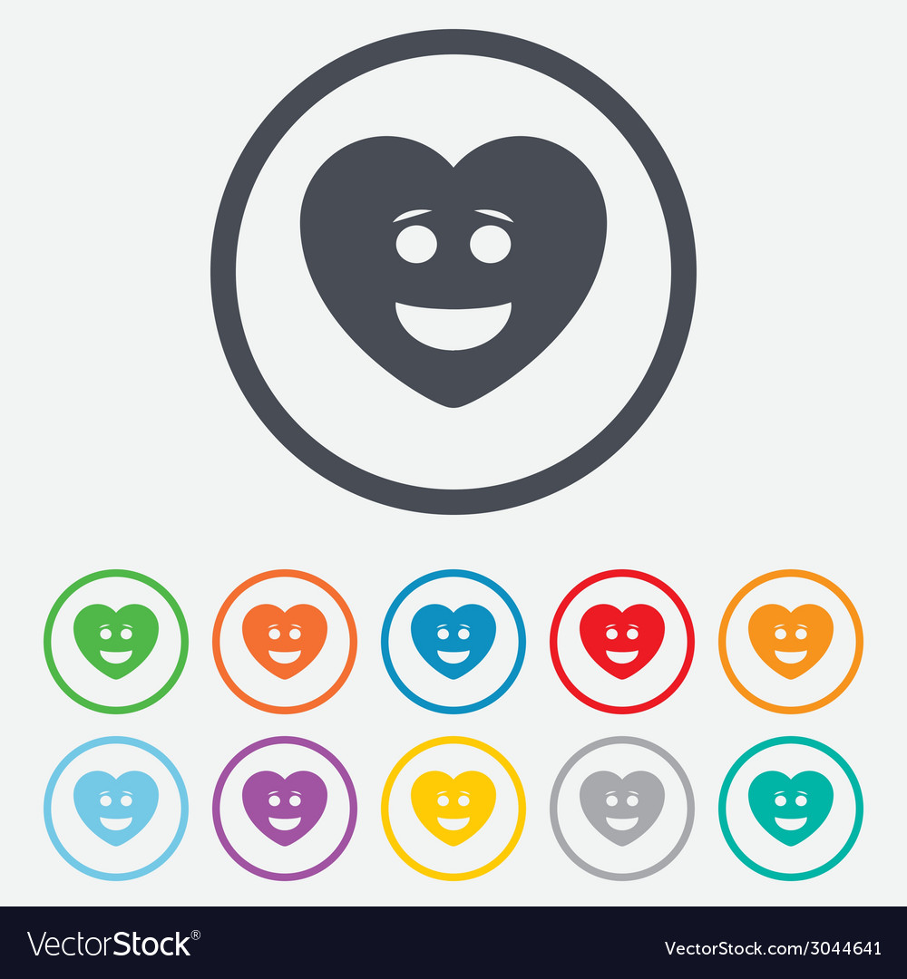 Smile heart face icon smiley symbol Royalty Free Vector