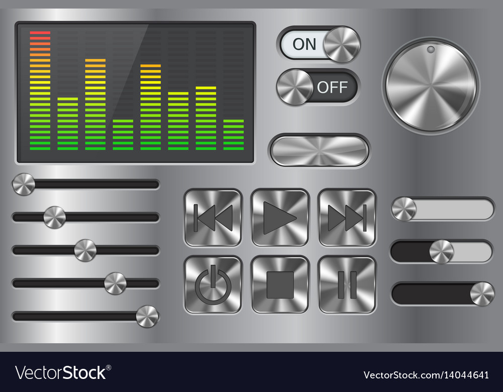 Sound equalizer with slider and media player Vector Image