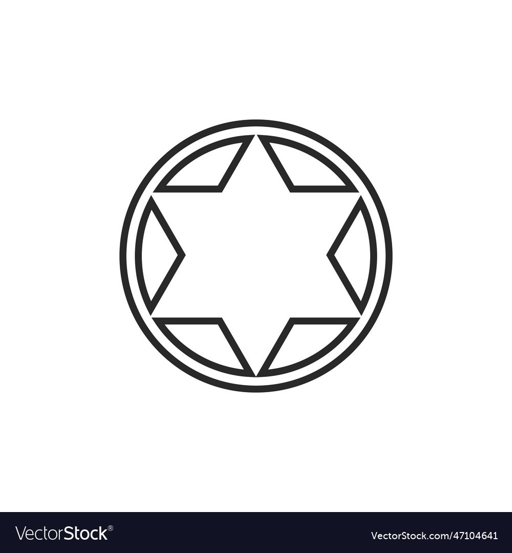 Star icon in a circle line art element isolated