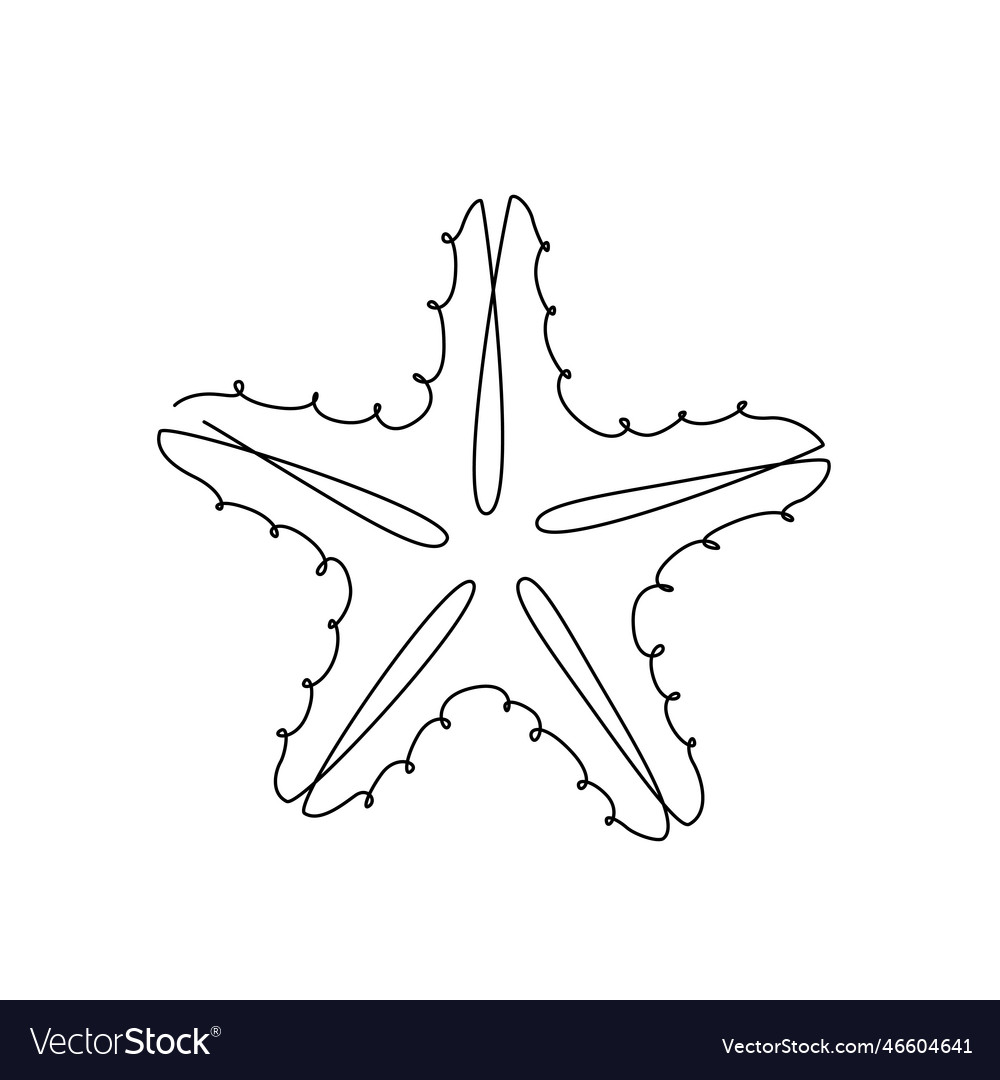 Starfish line art sea star continuous Royalty Free Vector