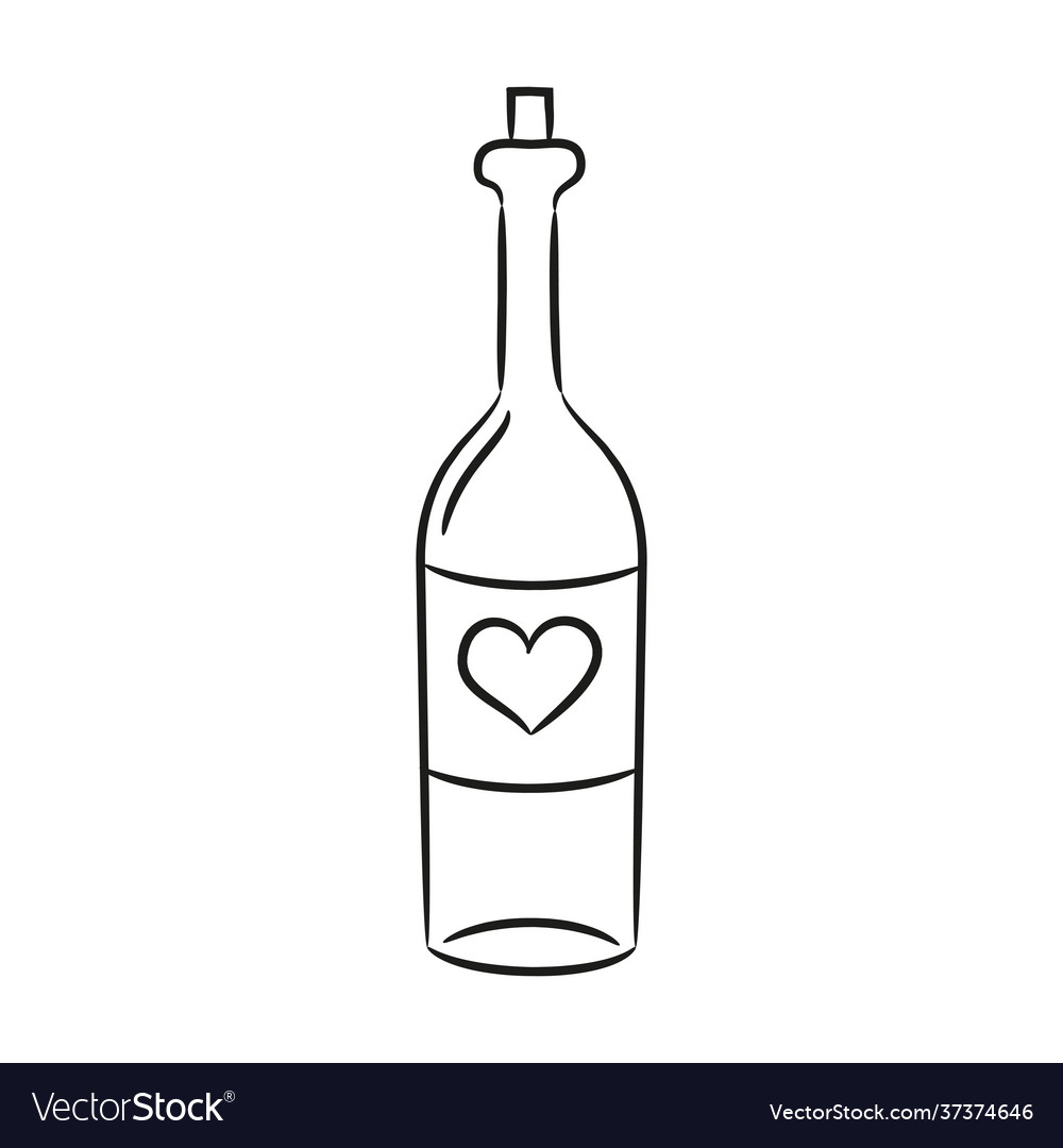 Cartoon wine bottle on white background